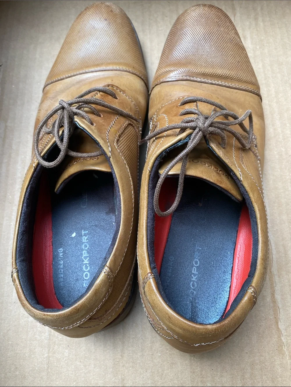 Men's Tan Leather Lace-Up Dress Shoes